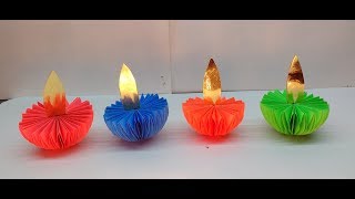 Diy How to make Paper Diyas in 15 minutes for Diwali Decoration [upl. by Attemaj]