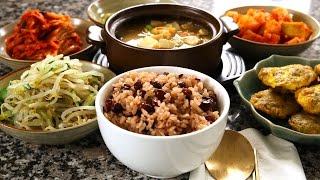 Korean red bean rice and side dishes 팥밥 [upl. by Ssepmet]