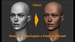 Quick and easy retopology of head in Zbrush with bonus UV mapping [upl. by Grath191]