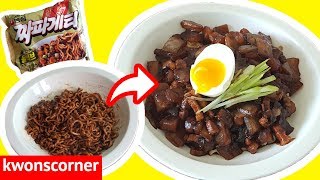 How to Make Jjapaghetti into REAL Jajangmyeon Instant Ramen Hacks [upl. by Gaven]