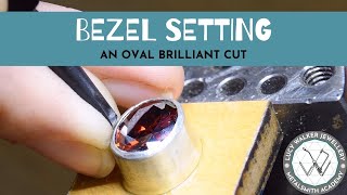 Bezel Setting an Oval Brilliant Cut  Advanced Stone Setting Techniques  Metalsmith Academy [upl. by Colon]