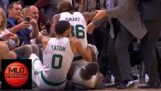 JR Smith amp Marcus Smart EPIC Scuffle  Celtics vs Cavaliers  100618 [upl. by Auginahs]