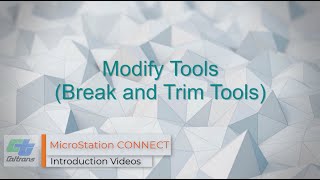 14  MicroStation CONNECT Edition  Modify Tools [upl. by Garnett]