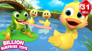 Five Little Duck Went Swimming One Day  BillionSurpriseToys Nursery Rhymes Kids Songs [upl. by Navarro]