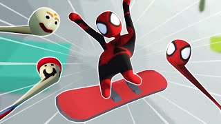 SPIDERMAN GOES SNOWBOARDING Human Fall Flat [upl. by Suoirrad260]