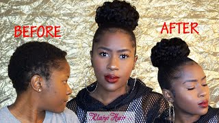 How to do a Sleek HIGH BUN on SUPER SHORT 4CTWANatural Hair Using TRACK HAIRKLAIYI HAIRMONA B [upl. by Kinnard]