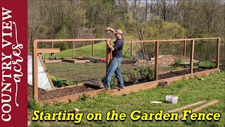 Starting to fence in our vegetable garden [upl. by Nairim323]