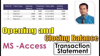 Opening and Closing Balance Access 2007Transaction statement database [upl. by Iramo]