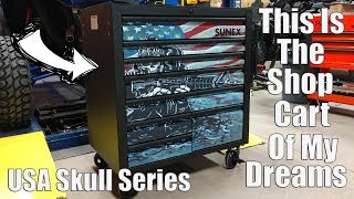 SUNEX 8Drawer Premium Service Cart Toolbox  Black USA Skull  Model 8060MBUSASKULL [upl. by Osmund]