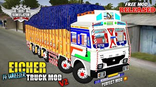 Bussid New EICHER 14 WHEELER TRUCK MOD V2 For Bus Simulator Indonesia  Released  bussidmod [upl. by Lettig]