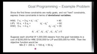 Lesson 4 A Goal Programming [upl. by Arikaahs731]