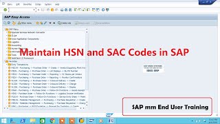 Maintain HSN and SAC Codes in SAP [upl. by Irakuy642]