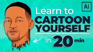 How to CARTOON Yourself · Step by Step  Illustrator Tutorial [upl. by Caresa570]