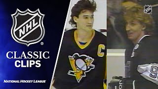 Gretzky and Lemieux square off in 1990 NHL AllStar Skills Competition [upl. by Ahtiek]