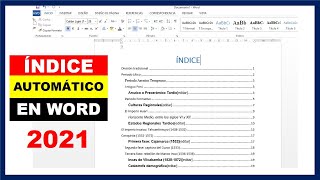 2021 Como hacer un índice automático en Word [upl. by Prager]