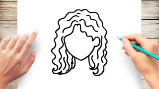 How to draw Simple Curly Hair [upl. by Kirsch429]