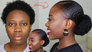 SHE DID IT AGAIN Sleek Faux Bun on Short 4C Natural Hair Tutorial [upl. by Stutsman]