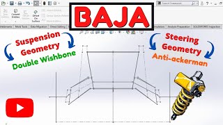 Suspension amp Steering Geometry Front  Double Wishbone  AntiAckerman  SAE BAJA  Solidworks [upl. by Htaras]