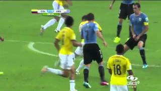 James Rodriguez Colombia Goal vs Uruguay on Colombian Station Caracol [upl. by Aicinod]