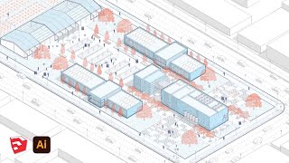 HOW TO Birds Eye Axonometric Diagram with SketchUp and Illustrator [upl. by Atinauj]