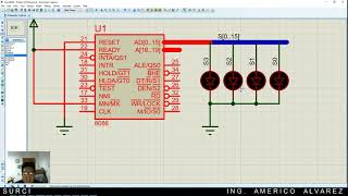 E001 INTEL 8086 Simulación Proteus Isis EMU8086 ensamblador [upl. by Brinson]