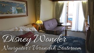 Disney Wonder  Navigators Verandah Stateroom  Room Tour  Disney Cruise Line [upl. by Nageem]