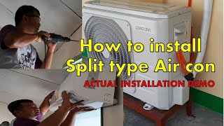 Actual Installation of Split type Air con [upl. by Varuag]