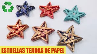 Cómo hacer ESTRELLAS de PAPEL tejidas Manualidades de Navidad [upl. by Hako240]