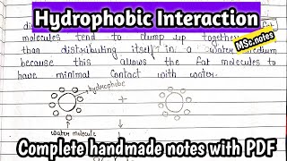 Hydrophobic Interaction  surface chemistry  detail hand made notes  KanhaiyaPatel [upl. by Nirrol587]