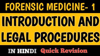 Introduction to Forensic MedicineScience and Legal Procedures  FMT lectures  FMT chapter 1 [upl. by Bunder]