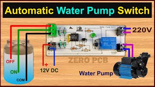 How to make Water Pump Automatic Switch ONOFF Circuit  Water Level Controller with 555 [upl. by Kcirrem]