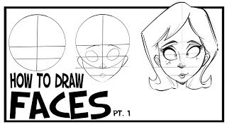 How To Draw Faces Front View CARTOONING 101 1 [upl. by Rosita]