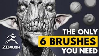 The Only 6 Brushes You Ever Need in ZBrush [upl. by Nomzaj223]