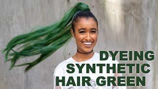 EASY Way To Dye Synthetic Hair  Green Hair Dye Tutorial [upl. by Ydnac894]