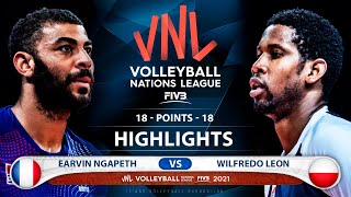 France vs Poland  VNL 2021  Highlights  Earvin Ngapeth vs Wilfredo Leon [upl. by Alimak547]