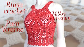 Blusa Crochet para Verano paso a paso cc [upl. by Nalra]