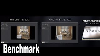 Intel i7 9700K vs AMD Ryzen 7 3700X Cinebench R20 Benchmark HD 1080P [upl. by Anwadal]