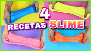 4 RECETAS PARA HACER SLIME  SLIME FÁCIL Y SIN BÓRAX  NatyGloss [upl. by Anailil511]