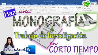 HACER UNA MONOGRAFÍA O TRABAJO DE INVESTIGACIÓN EN WORD [upl. by Anegue]