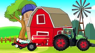 Learn Colors with Tractor and Excavator  Cartoons for Kids and babies [upl. by Nahtam967]