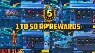 MONTH 5 ROYAL PASS  1 TO 50 RP  M5 ROYAL PASS LEAKS M5 ROYAL PASS REWARDS PUBG MOBILE M5 LEAKS [upl. by Avis]