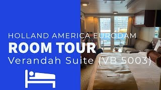 Holland America Eurodam Room Tour  Verandah Suite 5003 [upl. by Lyrem]