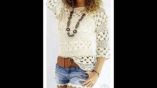 BLUSA BLANCA TEJIDA FACIL Y RAPIDO A CROCHET PARTE 1 [upl. by Erund433]