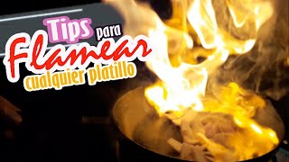 Cómo flamear cualquier platillo  Flamear en sartén y cocina común  Pollo saltado [upl. by Gaudet16]