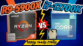 Intel i7 12700K vs Ryzen 9 5900X  1080p 1440p 2160p [upl. by Rocher]