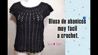 BLUSA DE ABANICOS MUY FÁCIL A CROCHET Tejiendo con angélika [upl. by Mccreery155]