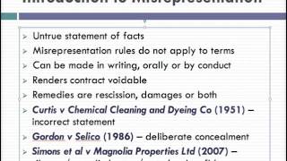 Misrepresentation Lecture 1 of 4 [upl. by Ahsiei880]