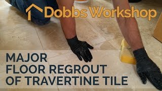 How to Regrout Floor Tile  Travertine Tile [upl. by Eniar228]