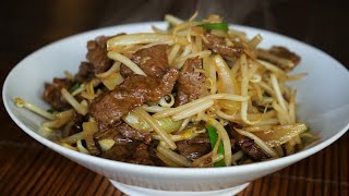 StirFry Beef With Bean Sprouts  A Typical Dish of Chinese Cuisine  Morgane Recipes [upl. by Jorge595]