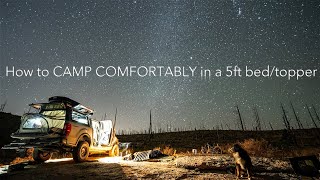 How to CAMP COMFORTABLY in a 5ft truck bed [upl. by Ardnahcal174]